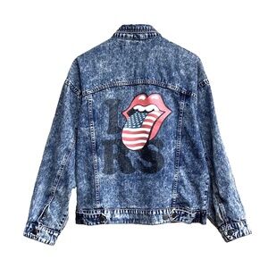 Rolling Stones Unisex Stonewashed Denim Jacket Sz Large